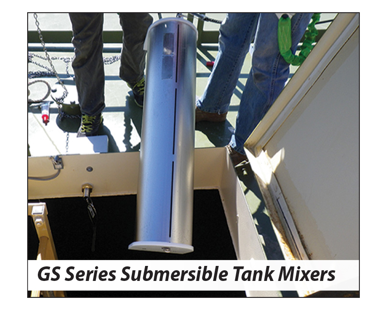 image showing a GridBee GS Series Submersible Tank Mixer being lowered through a tank hatch